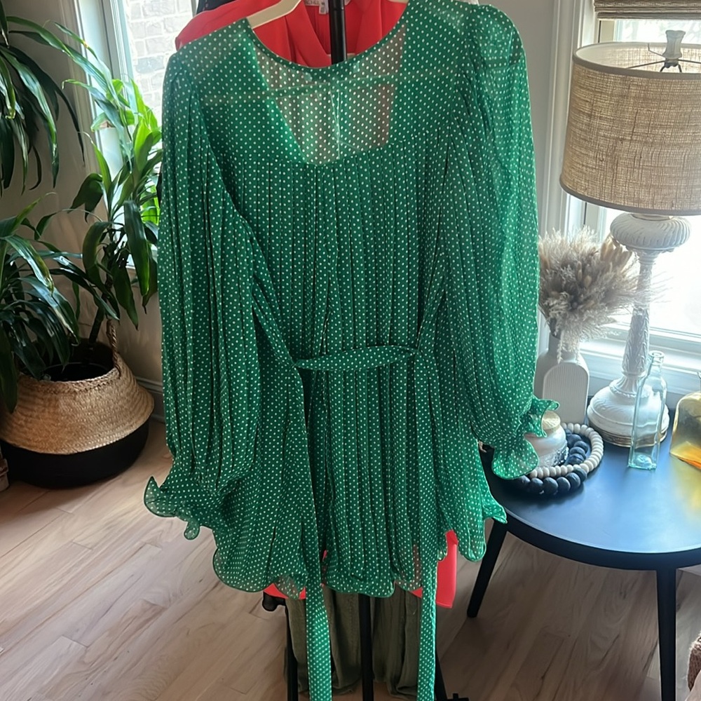 Endless Rose Romper Playsuit Polka Dot Lettuce Hem Ruffles Balloon Sleeves S NWT - Picture 3 of 8